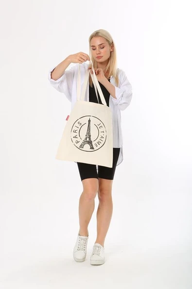 Baghashtag Paris Baskılı Bez Çanta - Resim 4