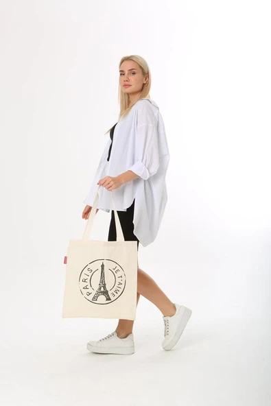 Baghashtag Paris Baskılı Bez Çanta - Resim 2