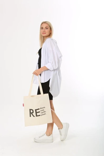 Baghashtag Reduce Reuse Recycle Repat Baskılı Bez Çanta - Resim 2