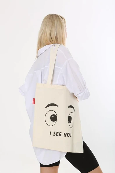 Baghashtag I See You Baskılı Bez Çanta - Resim 4