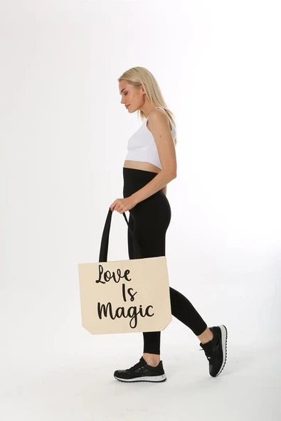 Baghashtag Love İs Magic Baskılı Kanvas Bez Çanta - Resim 2