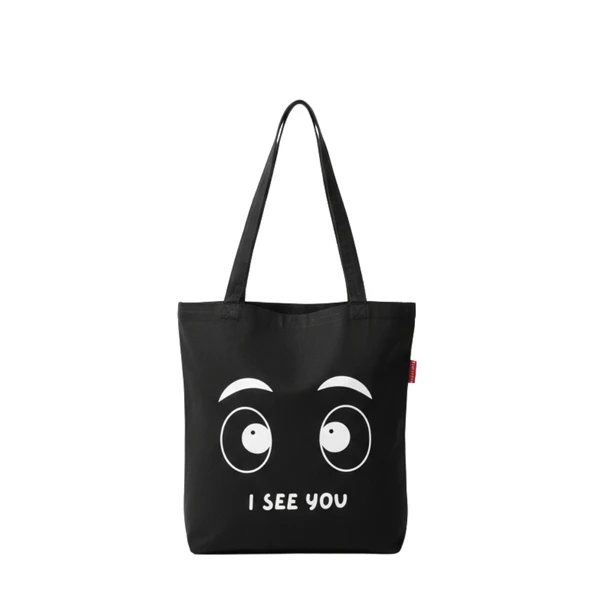 Baghashtag Siyah Bez Çanta I See You Baskılı ürün görseli 1