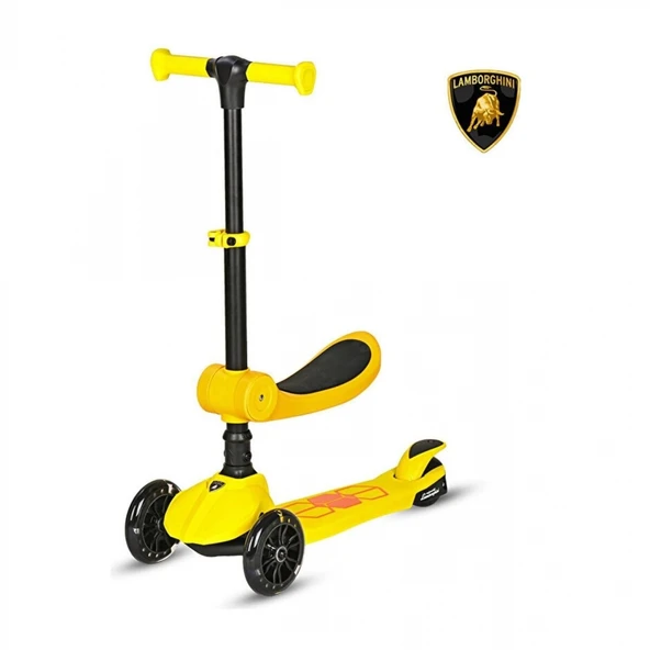 L5-2IN1-Y LAMBORGHINI LİSANSLI KATLANIR OTURAKLI IŞIKLI SCOOTER SARI ürün görseli 1