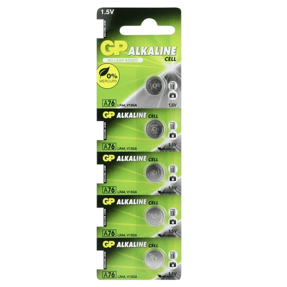 Gp Lr44 A76 1.5v Alkalin Pil 5'li Paket ürün görseli 1