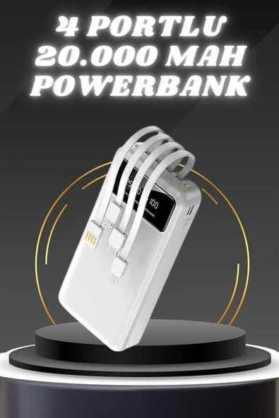 Powerbank Şarj Cihazı 4 Çıkışlı 20.000 MAH Powerbank Kompakt Yüksek Kapasiteli Hızlı Şarj ürün görseli 1
