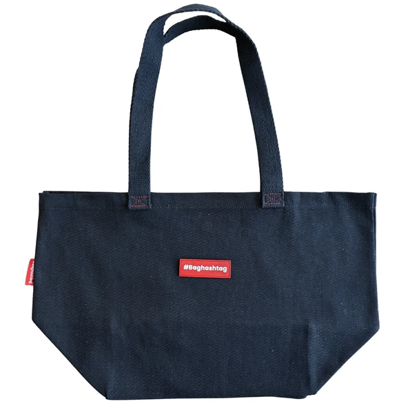 Baghashtag Siyah Gabardin Tote Çanta - Resim 3