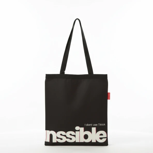 Baghashtag İmpossible Baskılı Bez Çanta ürün görseli 1