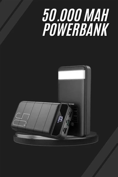 Taşınabilir Powerbank 50.000 mAh 4 Girişli Hızlı Şarj Led Göstergeli Fenerli Şarj ürün görseli 1