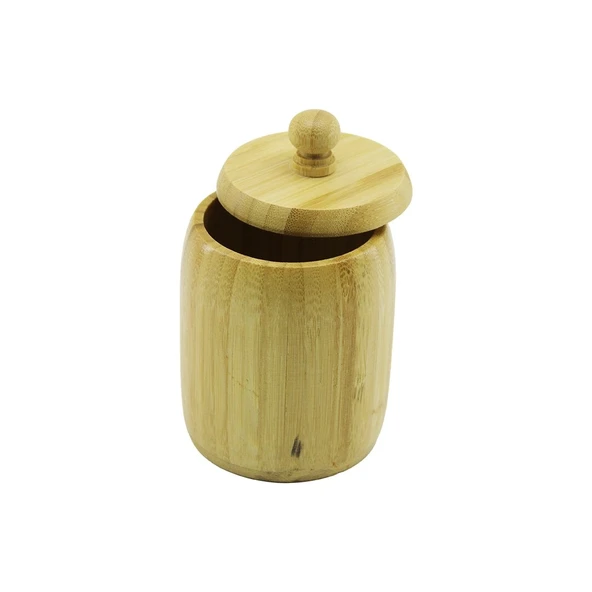 Ahşap Bambu Şekerlik Kapaklı Çap: 7.5cm Derinlik: 8.5cm No : 8 ürün görseli 1