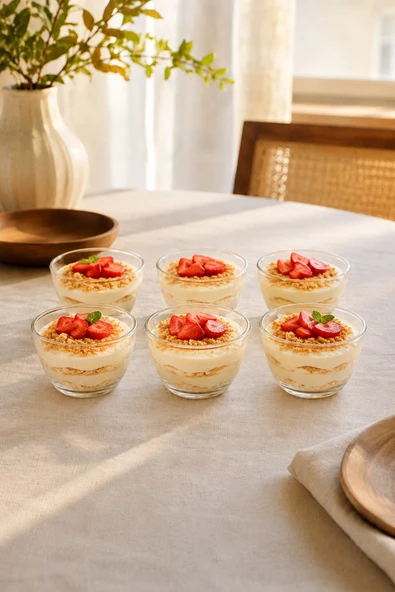 6’lı Şeffaf Cam Magnolia Kasesi Tatlı Sunum Kasesi Puding Dondurma Meze Kasesi ürün görseli 1
