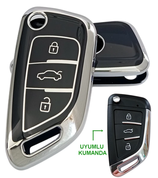 Bmw Tipli KD Keydiy NB29 Uyumlu Kumanda Anahtar Kılıfı Oto Anahtarlık Siyah Gümüş ürün görseli 1