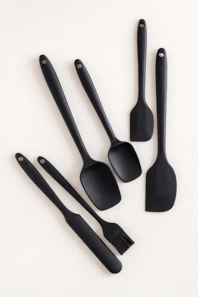 6 Parça Silikon Mutfak Gereçleri Seti Isıya Dayanıklı Spatula Kaşık Fırça Seti ürün görseli 1