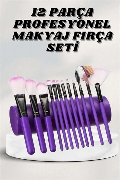 Makyaj Fırçası 12 Parça Set Yumuşak Uçlu Göz Makyajına Uygun Hafif ve Taşınabilir Çanta ürün görseli 1
