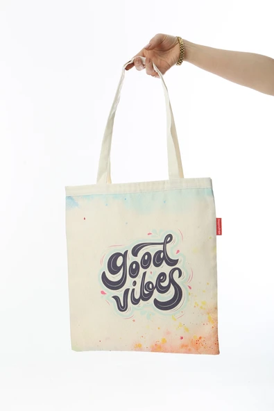 Baghashtag Good Vibes Baskılı Bez Çanta - Resim 3