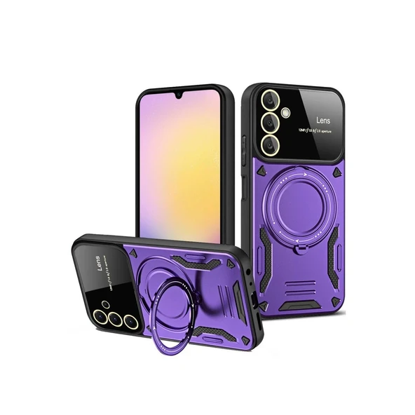 Samsung Galaxy A54 5g Kılıf Joy Lens Standlı Kapak - Mor ürün görseli 1