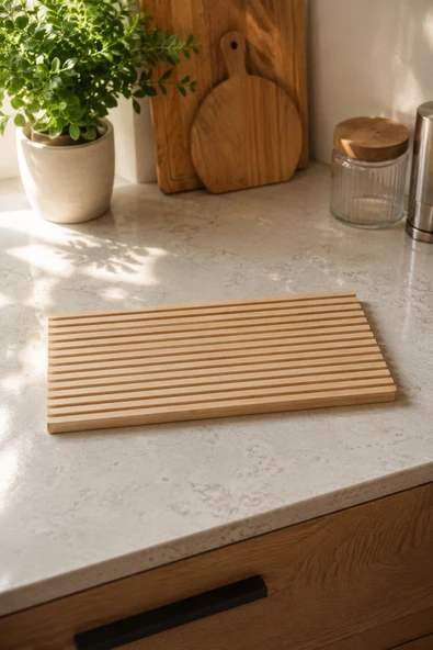 Bambu Sunumluk 39x17 cm Kahvaltı Peynir Zeytin Servis Tahtası Oluklu Ahşap Sunum Tabağı ürün görseli 1