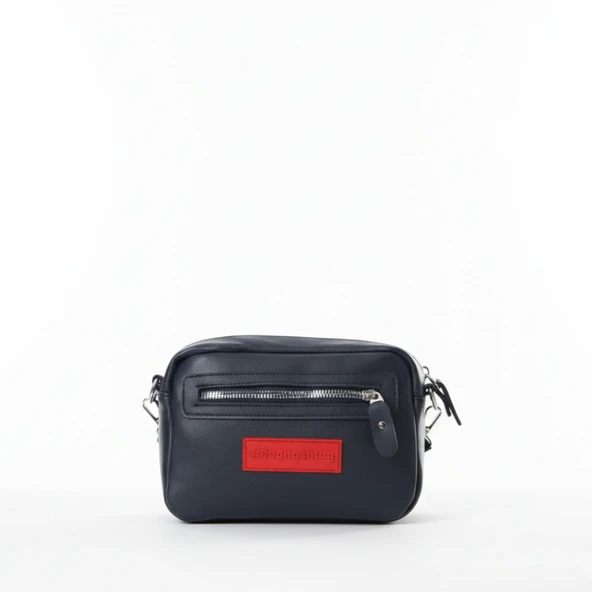 Baghashtag Lacivert Minik Unisex 3 Gözlü Deri Çanta ürün görseli 1