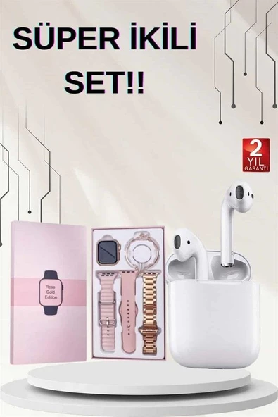 3 Kordonlu Dokunmatik Ekran Akıllı Saat ve 2.Nesil Kablosuz Bluetooth Kulaklık ANC/ENC ürün görseli 1