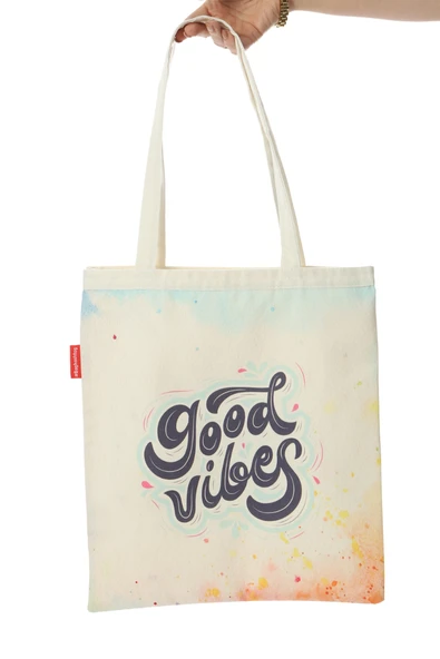 Baghashtag Good Vibes Baskılı Bez Çanta - Resim 5