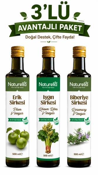 NATURELLA  IŞGIN, BİBERİYE  & ERİK SİRKE  SETİ 3 x 500 ml ürün görseli 1