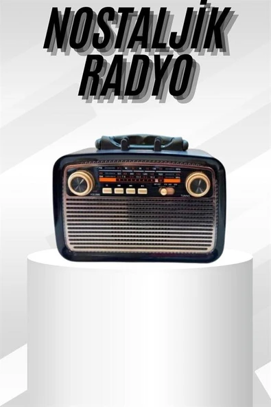 Müzik Kutusu Bluetooth Bağlantılı El Fenerli Nostaljik Tasarım Radyo ürün görseli 1