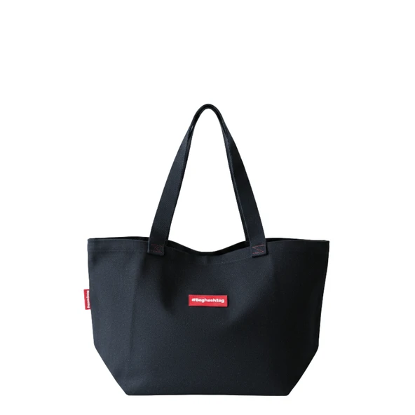 Baghashtag Siyah Gabardin Tote Çanta ürün görseli 1