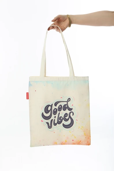 Baghashtag Good Vibes Baskılı Bez Çanta - Resim 2