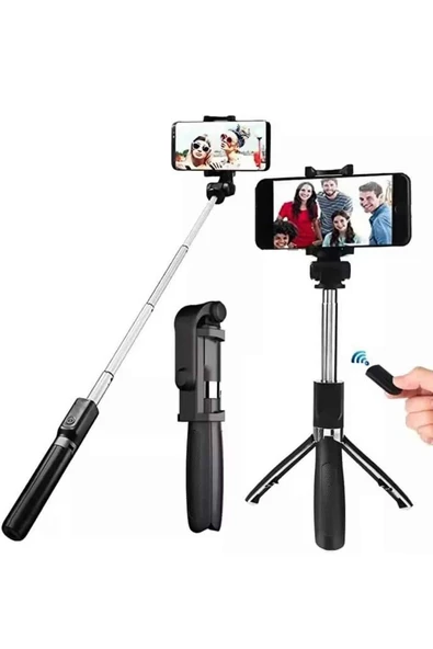 Selfie Çubuğu Tripod Bluetooth Kumandalı Selfie Çubuğu Telefon Tutucu ürün görseli 1