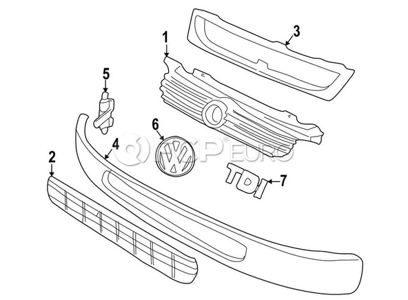 Volkswagen Transporter 1997-2002 Ön Panjur Alt (Oem No: 7D085365401C) ürün görseli 1