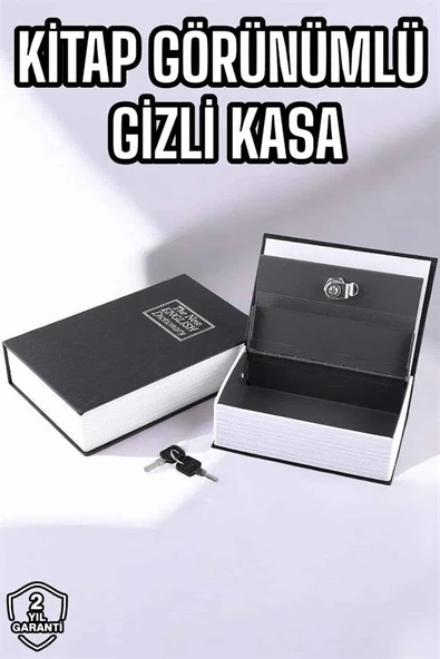 Büyük Boy Anahtarlı Kitap Görünümlü Gizli Kasa Çelik Kasa Altın Kasası ürün görseli 1