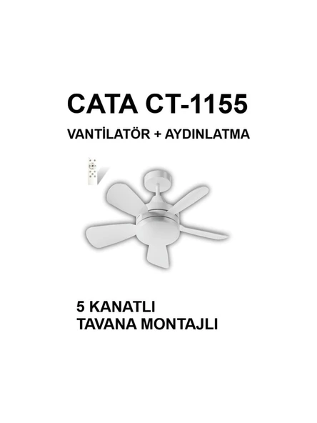 Cata Karayel Fan LED 82W Kumandalı Işıklı Vantilatör CT-1155 ürün görseli 1