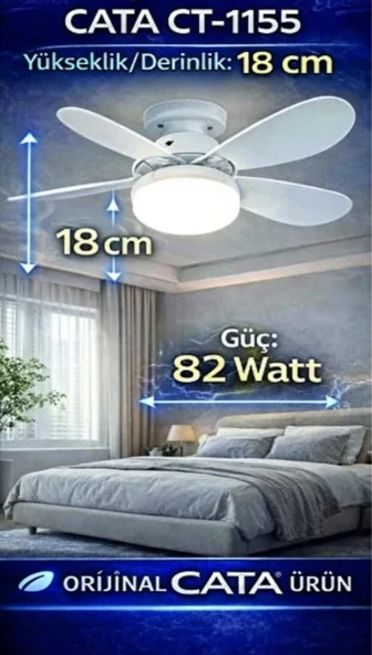 Cata CT-1155 Karayel Uzaktan Kumandalı 82W LED'li Tavan Vantilatörü ürün görseli 1