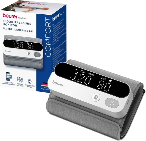 Beurer BM 59 Bluetooth Üst Koldan Tansiyon Ölçer, Kablosuz Manşet, Şarj Edilebilir, Aritmi Tespiti ürün görseli 1