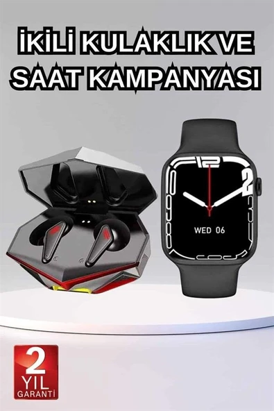 İkili Set Dev Kampanya Ucuz Kulaklık Ucuz Akıllı Saat Gürültü Önleyici Uzun Pil Ömrü ürün görseli 1