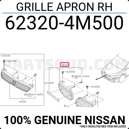 Nissan Almera 2000-2002 Ön Panjur Sağ - Tüv Onaylı (Oem No: 623204M500) ürün görseli 1