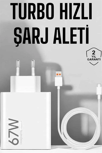 Şarj Aleti 67W Hızlı Şarj Turbo Type-C Uyumlu Şarj Adaptörü Kablosu ürün görseli 1