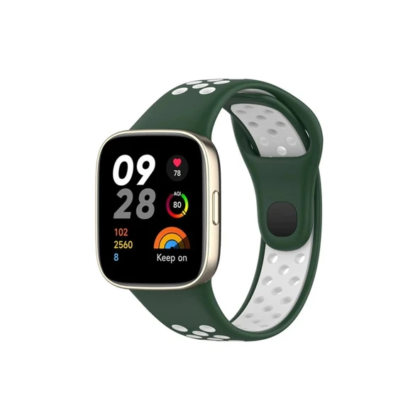 Xiaomi Redmi Watch 3 Spor Delikli Kordon - Haki Yeşil-beyaz ürün görseli 1