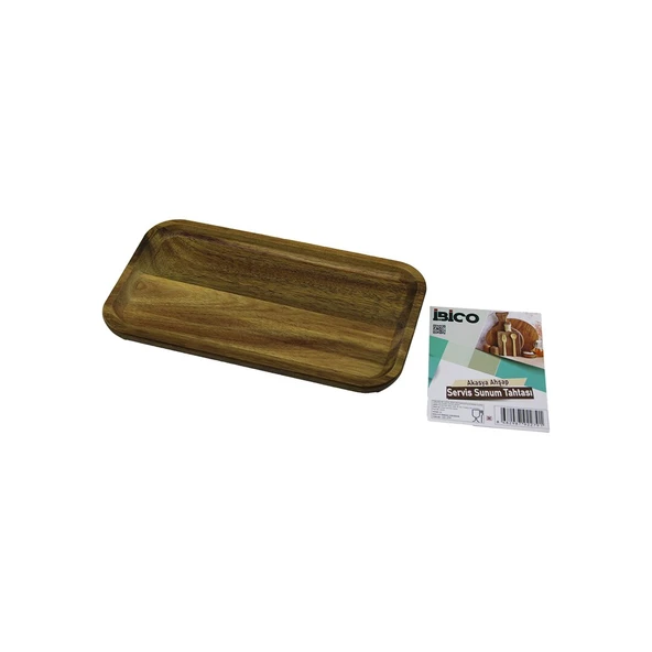Akasya Dikdörtgen Ahşap Servis Sunum Tepsi - Tahtası Mini Tepsi 25 X 14 X 1.4CM ürün görseli 1