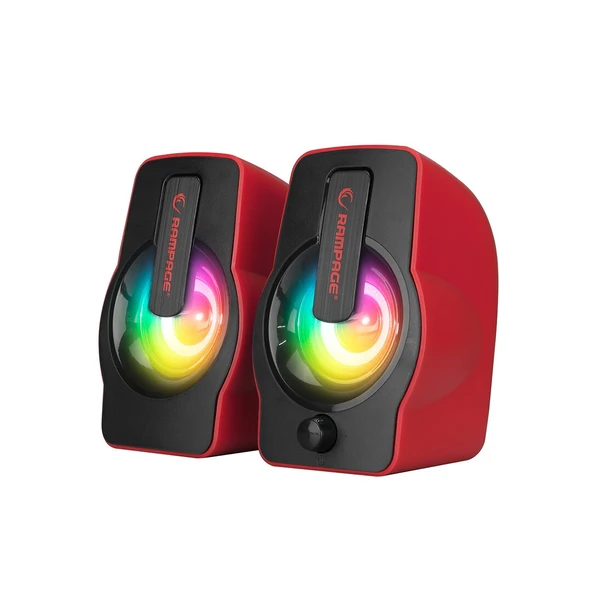 Kırmızı - Rgb Işıklı 1+1 Hoparlör Speakaer Set Usb Kablo 2.0 Multimedya - 6W ürün görseli 1
