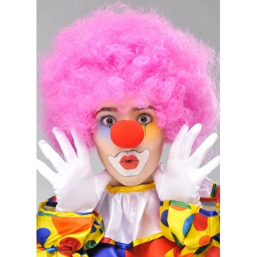 Pembe Renk Kıvırcık Bonus Peruk ve Kırmızı Burun Seti ürün görseli 1