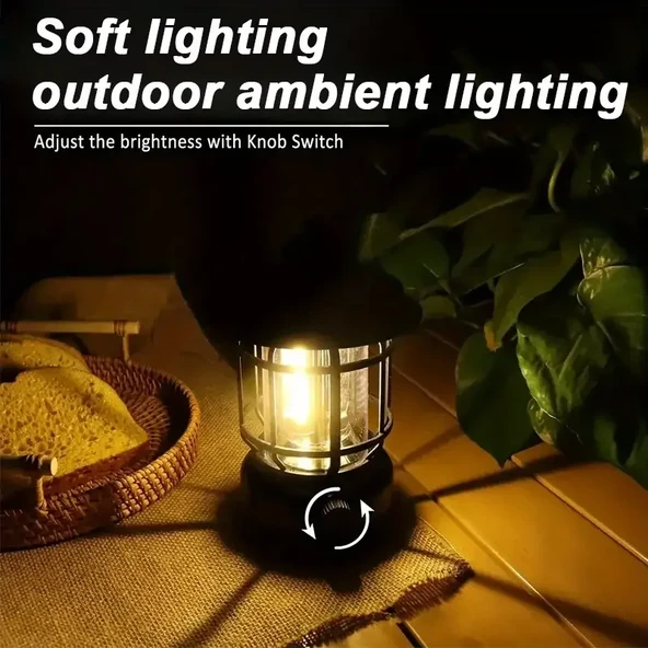 Bluetooth Hoparlör Özellikli Dimerli Led Kamp Lambası Hs66 - Resim 4