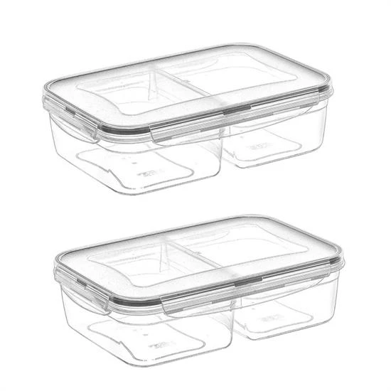 2 Bölmeli 1+1 Litre Kilitli Kapaklı Erzak Saklama Kabı LC-525 ürün görseli 1