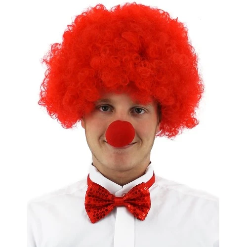 Kırmızı Renk Kıvırcık Afro Palyaço Seti ürün görseli 1