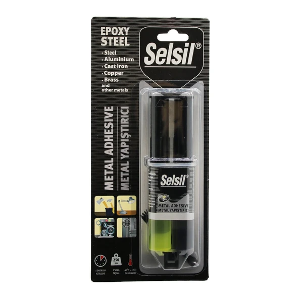 Selsil Epoxy Steel Metal Şırınga Epoksi Yapıştırıcı 28GR. Metal - Çelik - Alüminyum - Ahşap - Plastik ürün görseli 1
