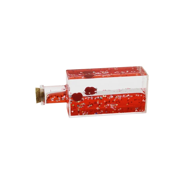 Kırmızı Su Kalp - Yıldız Dikdörtgen Mika Şişe Yüzen Batmayan Dekoratif Biblo AKVARYUM4.2X6.4X17CM ürün görseli 1