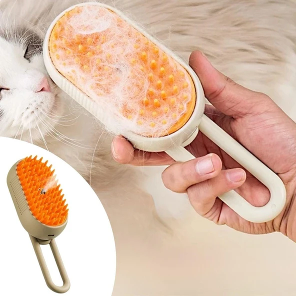 Saplı Su Püskürtmeli Kedi Köpek Fırçası Masaj Etkili Tüy Toplama Tarağı ürün görseli 1