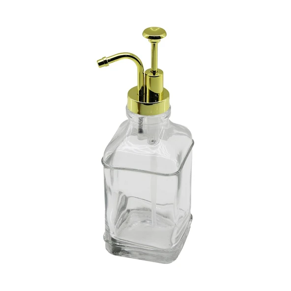 Kare Cam Şişe - Şeffaf Sıvı Sabunluk 500ML Pompa - Musluk Ayrık Model Başlı ürün görseli 1