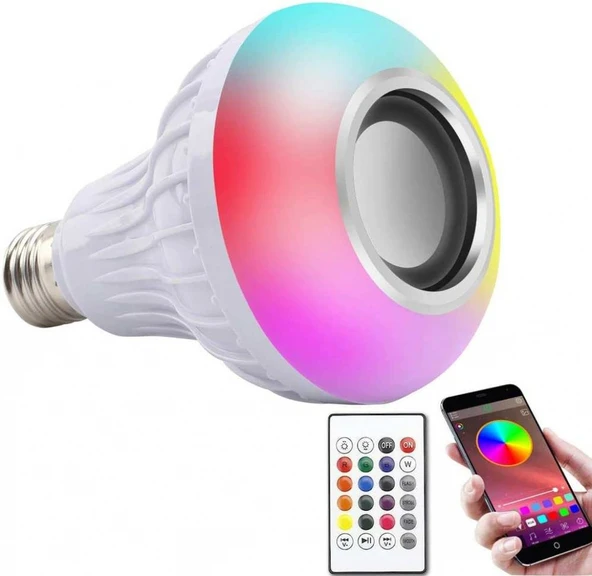 Bluetooth Hoparlör Akıllı Led Ampul Lamba - Resim 3