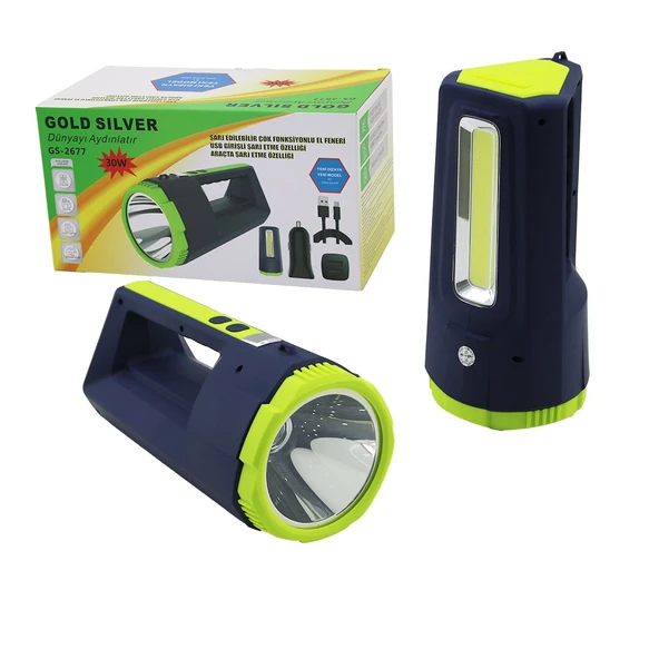 2İN1 30W - 10W Cob Led Usb - Oto Şarjlı El Feneri Projektör ürün görseli 1