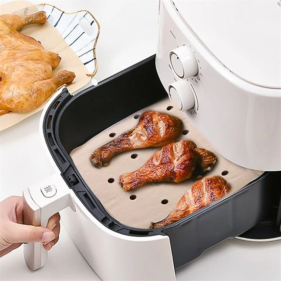 50 Adet Air Fryer Pişirme Kağıdı Tek Kullanımlık Hava Fritöz Yapışmaz Yağlı Kağıt Delikli Model ürün görseli 1